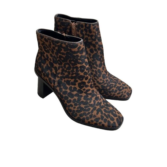 Gibson Latimer 7M Leopard Print Ankle Boots With 3-Inch Block Heel & Side Zipper - Picture 2 of 15